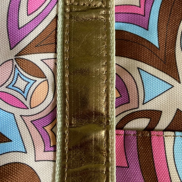 Retro colorful Avon purse, multicolored tote with bronze handles - Picture 7 of 9